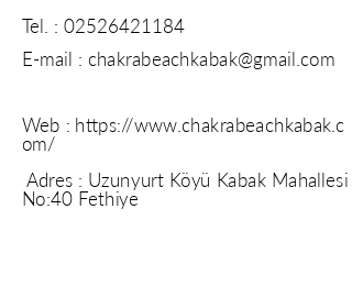 Chakra Beach Kabak iletiim bilgileri